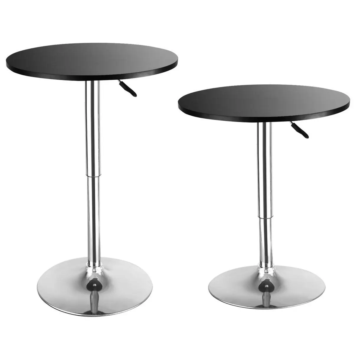 Costway Set Of 2 Modern Round Bar Table Adjustable Bistro Pub