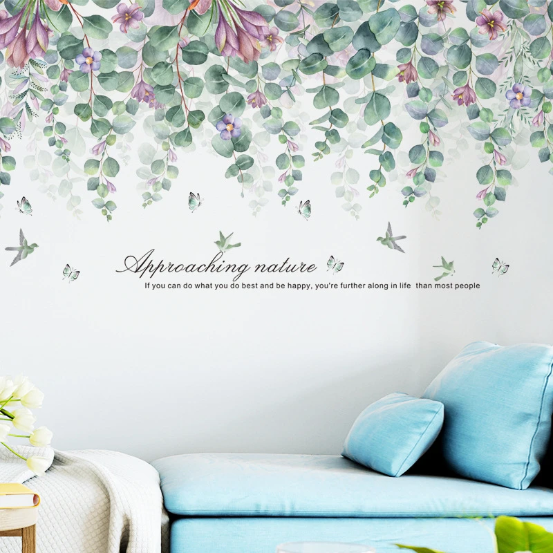 Large Nature Green Leaves Wall Stickers For Living Room Bedroom Tv Sofa  Background Removable Diy Wall Decals Eco-friendly Murals - Wall Stickers -  AliExpress