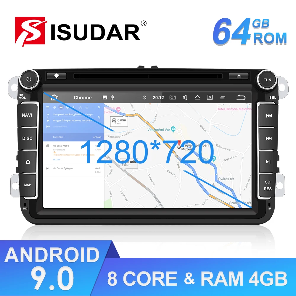 Isudar автомобильный мультимедийный плеер 2 Din Android 9 для Volkswagen/Passat/POLO/GOLF/CC/Skoda/Octavia/Leon Авто dvd-радио GPS 1280*720