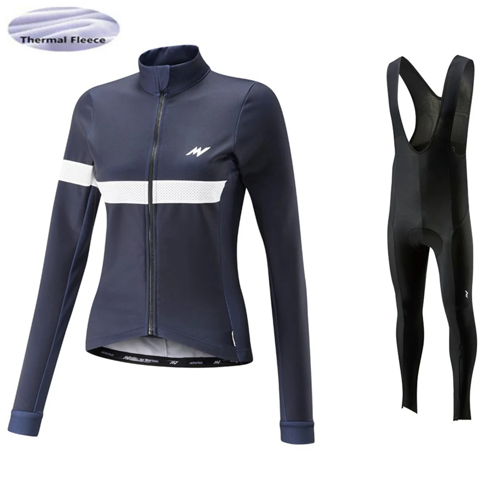Женский зимний теплый флисовый комбинезон с длинными рукавами и лямками, комплект одежды из Джерси для велоспорта, профессиональная, командная, велосипедная одежда для триатлона - Цвет: sets