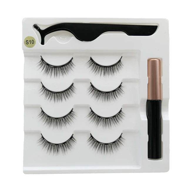 4 pairs of magnetic eyelashes natural soft magnet eyelashes natural magnetic eyeliner makeup mink eyelashes set tool S10