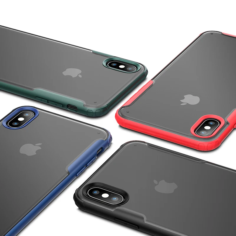 

For Apple iPhone XS Max XR Case Soft Silicone+Hard PC Matte Transparent shockproof protect Back Cover Case for iPhone 7 8 plus