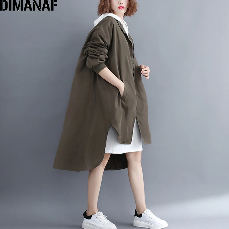 DIMANAF осенне-зимняя верхняя одежда женская куртка пальто большие размеры кардиган на молнии Женская одежда Свободное пальто большого размера черный