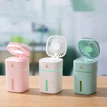 

Portable Table Fan USB Rechargeable Humidifier Ultrasonic Aroma Essential Oil Diffuser Home Cooling Mist Fan With 7 LED Light