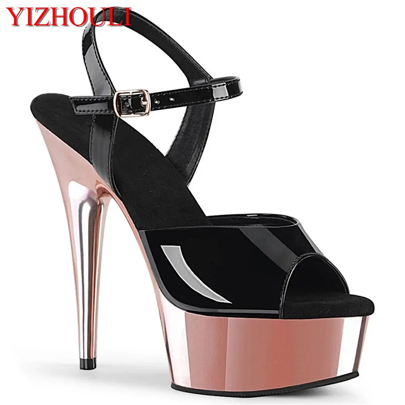 Summer ladies wear sexy, 15CM, stiletto, electroplated platform, 6-inch nightclub sandals, and model pole dancing shoes