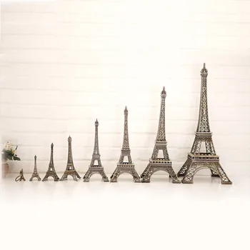 

32cm/38cm/48cm/60cm Household Metal Crafts Vintage Bronze Paris Tower Tour Statue Alloy Model Home Decor Travel Souvenirs Gifts