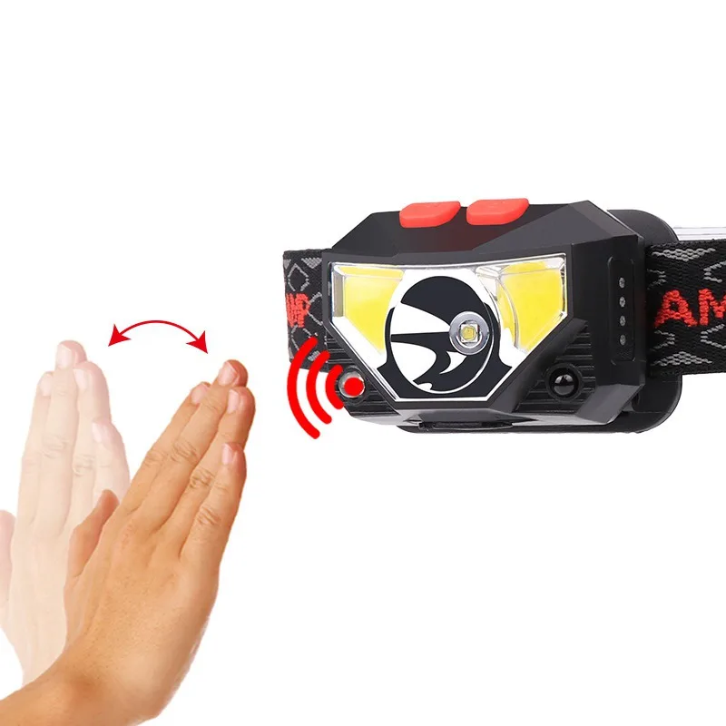 

Built-in Battery XPG+COB Red And White Light With Power Display USB Charging Induction Strong Bald Lamp Useful