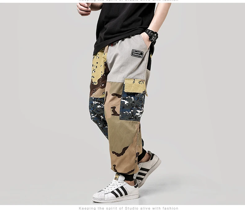 LAPPSTER-Youth Comouflage Cargo pants комбинезоны мужские мешковатые шаровары Лоскутные корейские фасоны бегунов спортивные штаны 5XL