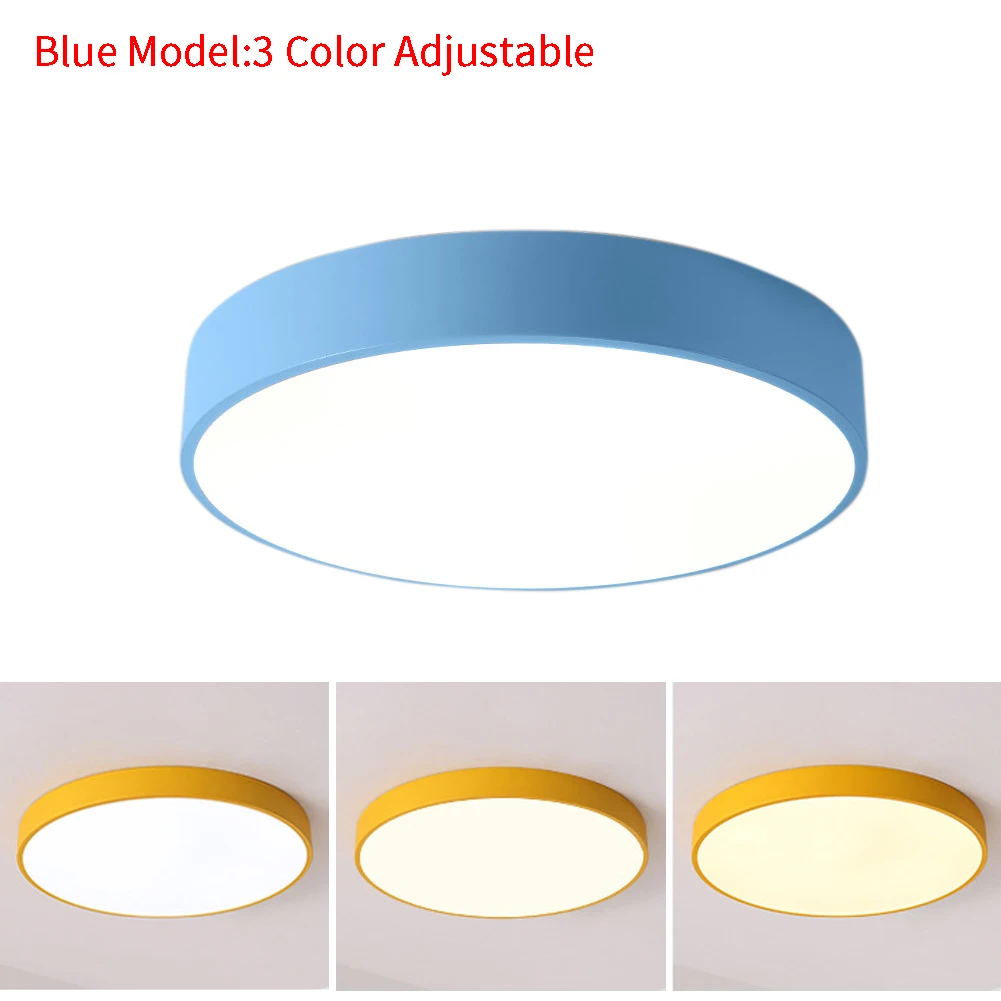 3 Color Adjustable 22 см, яркий, современный, регулируемый, яркий, с широким напряжением, легко устанавливается, светодиодный светильник, простой стиль, потолочный светильник, Круглый, Macarons - Цвет корпуса: 3 Color Adjustable