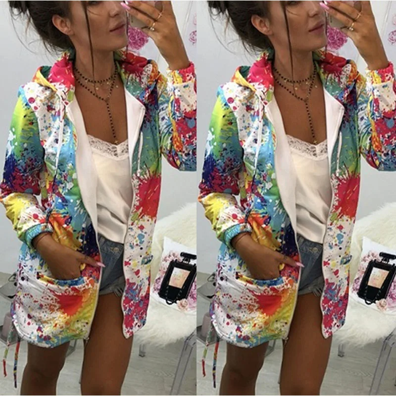 Пальто Tie Dye, женские толстовки с капюшоном и длинным рукавом, толстовка, парка, куртка, пальто, верхняя одежда, пальто