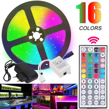 

LED Strip Light RGB 3528 SMD Flexible Ribbon fita led light strip RGB 5M Tape Diode DC 12V+ Remote Control +Adapter