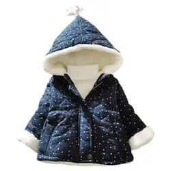 2019 детская зимняя куртка для маленьких девочек утепленное пальто, теплая одежда для малышей пальто с капюшоном и длинным рукавом для