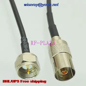 

DHL/EMS 100 pcs Cable 8inch IEC PAL DVB-T female jack to F TV male RG174 RF Pigtail jumper cable -A2