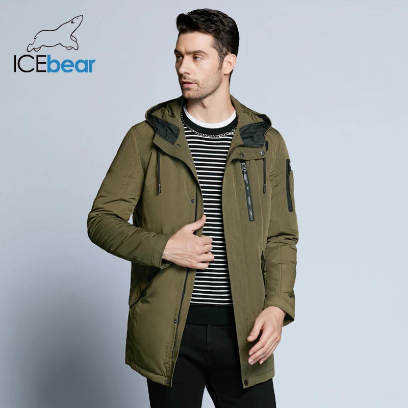 ICEbear 2019 Новая Осенняя мужская куртка короткое повседневное пальто с капюшоном