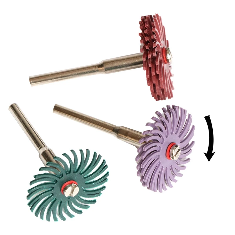 64Pcs 1 Inch Radial Bristle Disc Kit Abrasive Brush 3 and 2.35Mm Shank Detail Polishing Wheel for Rotary Tool Accessories