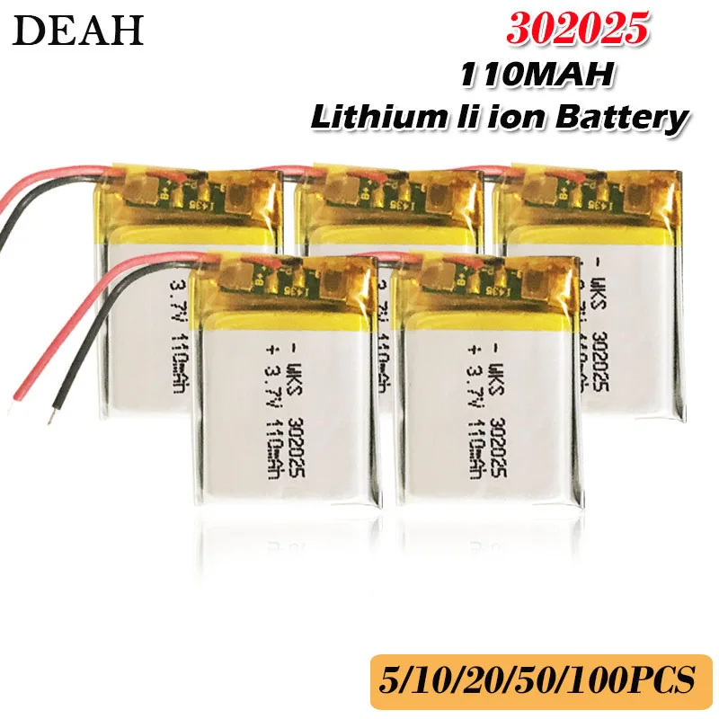 110mAh 3 7 V 20*25*3mm 302025 литиевая полимерная аккумуляторная батарея для PSP DVD шагомер