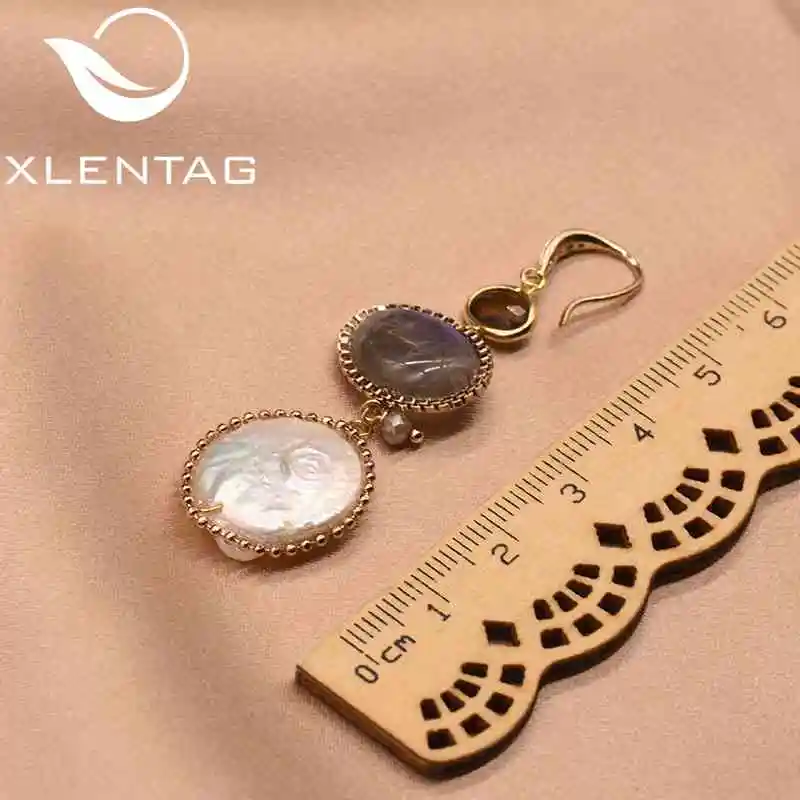 XlentAg натуральный пресноводный барокко белый жемчуг длинные висячие серьги для женщин Цвет Кристалл серьги Роскошные ювелирные изделия GE0405 - Цвет камня: Gray White