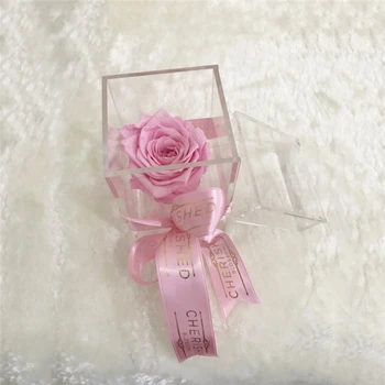 

Rose Flower Storage Box Transparent Makeup Organizer Acrylic Flower Box for Girls Gift Box Wedding Party Christmas Decoration