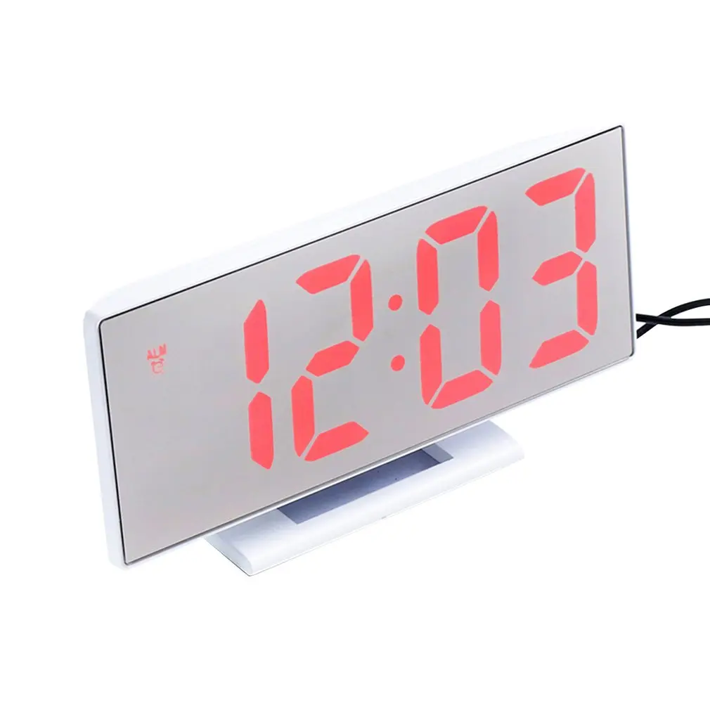Snooze Desk Digital Alarm Clock LED Mirror Clock Multifunction Snooze Display Time Night Led Table Desktop - Цвет: Синий