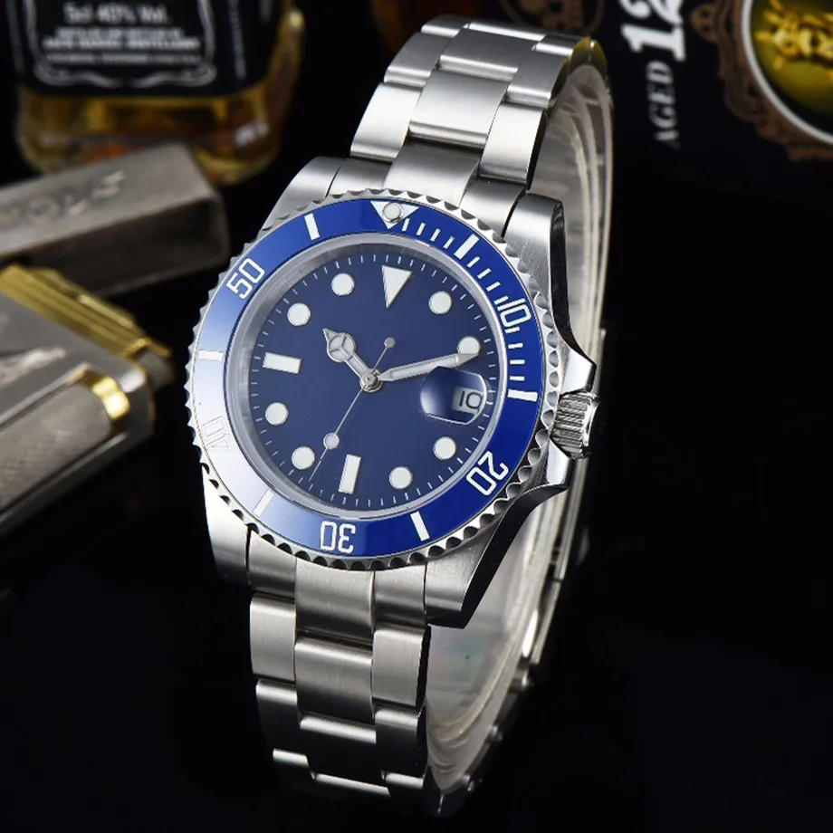 

Men's Watch Automatic 40mm Sterile Blue Luminous Dial Sapphire Crystal Ceramic Bezel Date Movement Men Watch