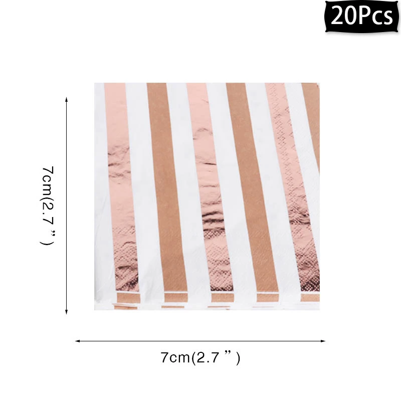 MEIDDING вечерние принадлежности, розовое золото, одноразовая посуда, чашки, тарелки и соломки, на день рождения, свадьбу, украшение стола, для детского душа - Цвет: 20pcs napkins