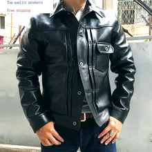 Мужская куртка из натуральной кожи, весенне-осенняя куртка, мужские куртки из конского шкура, короткое пальто, Блузон Cuir Homme YY324