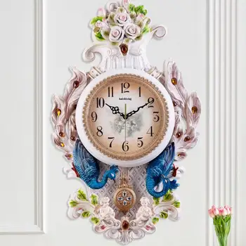 

Peacock living room wall clock mute large European clock fashion home creative bedroom clock decoration clock wall hanging