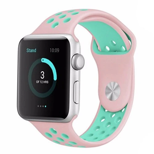 Силиконовый ремешок для apple watch 42 мм 38 мм correa iwatch 5 4 3 44 мм 40 мм спортивный браслет pulseira apple watch 5 4 аксессуары - Цвет ремешка: pink green