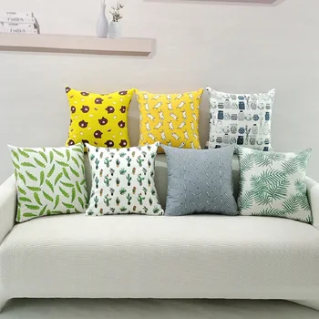 

45x45cm 60x60cm Printed Cushion Cover Room Decoration Canvas Cotton Square Pillow Cover For Sofa Seat