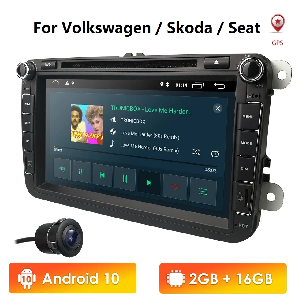 DSP IPS 2DIn Android 10 Car NODVD 8''HD For VW POLO GOLF 5 6 MK5 MK6 JETTA PASSAT B6 Touran Sharan GPS Navigation Radio RDS TPMS