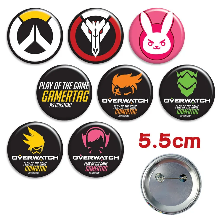 

Game Overwatch Character Pin Button Brooch Cosplay Badges Gift Toy Accessories 8pcs/set