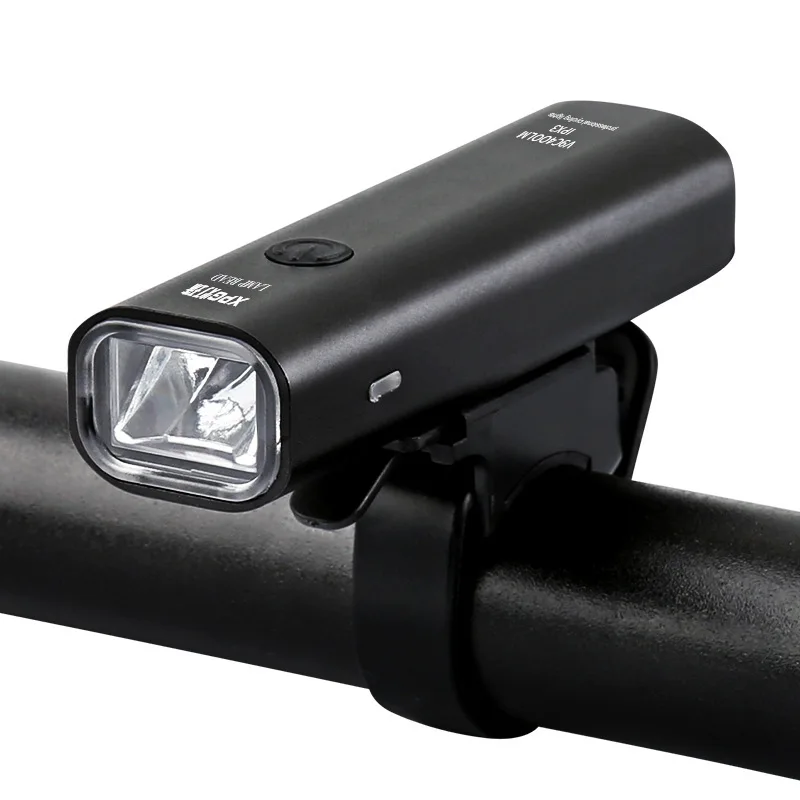 Велосипедный светильник, непромокаемый, USB, перезаряжаемый, светодиодный, 2000 мА/ч, MTB, передняя лампа, головной светильник, алюминиевый, ультра-светильник, светильник-вспышка, велосипедный светильник - Цвет: Черный