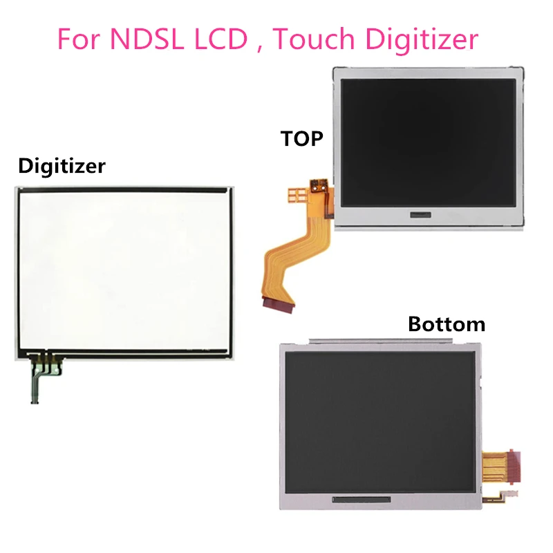 Replacement Top Upper / Lower Bottom LCD Display Screen  Touch Screen Digitizer Glass For Nintendo DS Lite DSL NDSL Game Console