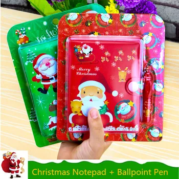

Santa Claus cartoon student notebook set stationery cute cartoon notepad ballpoint pen combination set stationery children gift