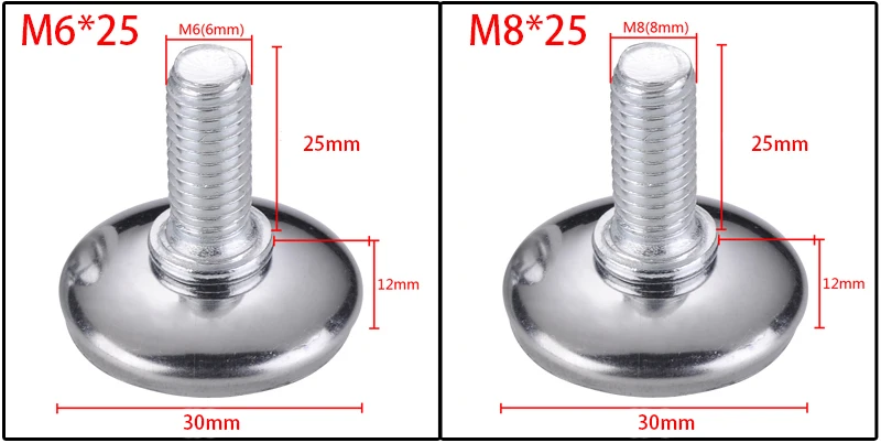 20 шт./компл. металла мебельная ножка Противоскользящий коврик для M6 M8 винт стол и шкаф коврик для ног, с регулировкой по высоте
