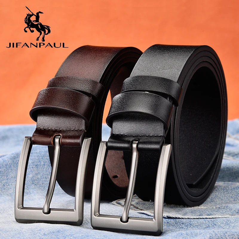 

JIFANPAUL Factory custom men's belt leather leather brand belt men's belt men new classic retro pin buckleJapanese word buckle