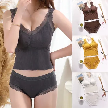 

Wide Shoulder Strap Lace Sports Bra Breathable Detachable Cup Waist Beauty Back Women Tube Top Bra Set