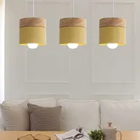 Nordic simplicity LED E27 Pendant light Modern macaron Hanging Lights Home improvement Iron and wood decoration Pendant lamp 2