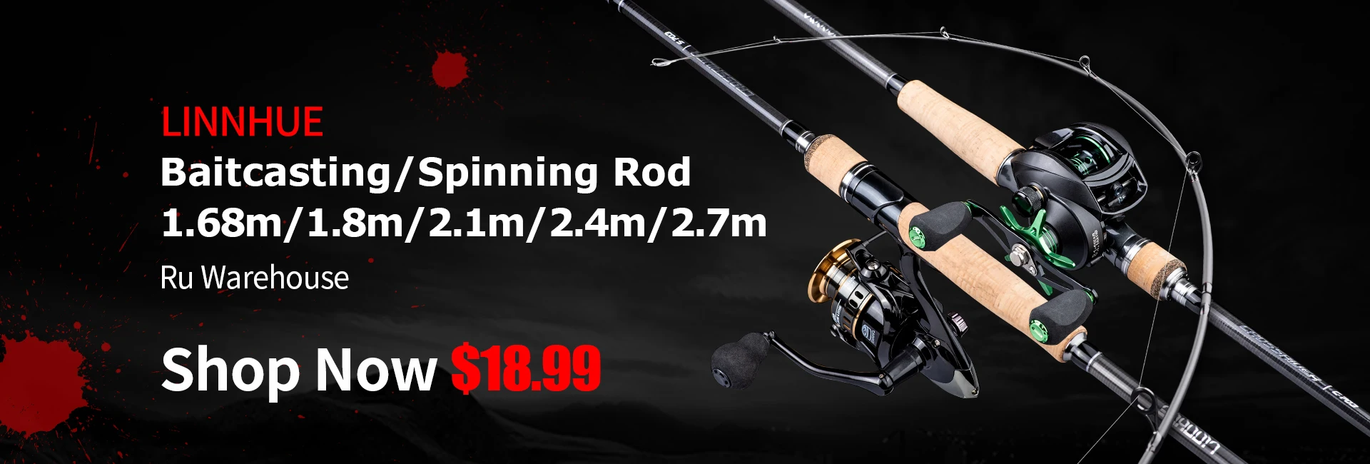 LINNHUE Fishing Rod Combo Baitcasting Reel Rod Set Fishing Reel