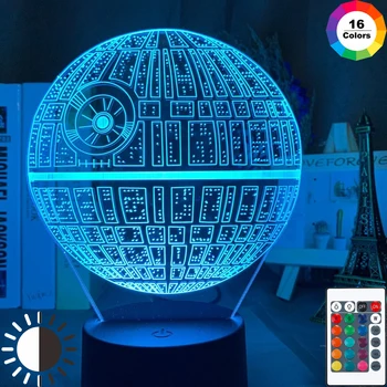 

Star Wars Starship Death Star Night Light Led Remote Control 16 Colors Changing Atmosphere for Home Decor Lamp Christmas Gift