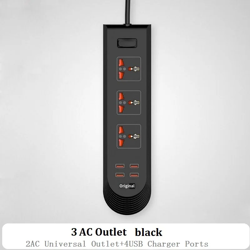 3AC Outlet black Блок питания 2/3 способ Универсальная Розетка с USB мобильный телефон зарядка Выключатель Питания Гнездо для шнура удлинителя ЕС Разъем для дома и офиса - Цвет: 3AC Outlet black