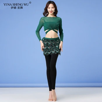 

Women Belly Dance Wear Practice Clothes Autumn 3pcs Top Hip scarf Pants Oriental Indian Dancing Beginners Training For Women New