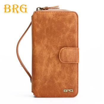 

BRG Multifunction Wallet Leather Case For Samsung S8 S9 S10 NOTE 8 9 note 10 Plus Zipper Purse Pouch Phone Cases Lady Handbag