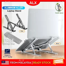 ALX Soporte ergonómico de aleación de aluminio para ordenador portátil, plegable, para tableta, Macbook, altura ajustable