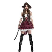 Pirate Deckhand Ladies Fancy Dress Buccaneer Sea Caribbean Womens Adult Costume