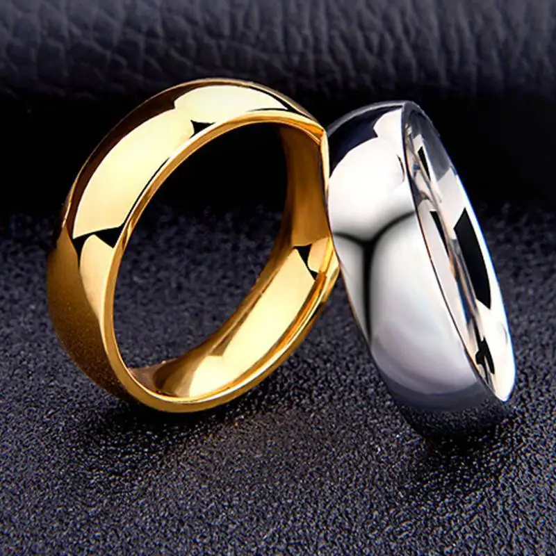 Couples rings JUCHAO Smooth Stainless Steel Couple Rings 6MM