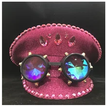 Стимпанк Новая модная женская розовая полицейская шляпа с металлическими классами, шапка капитана, военная шляпа, шляпа для взрослых, 3 размера