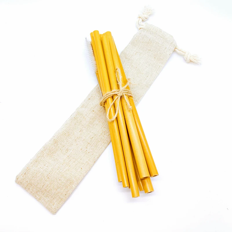 Биоразлагаемая емкость для напитков Бамбуковая солома в упаковке с естественной
