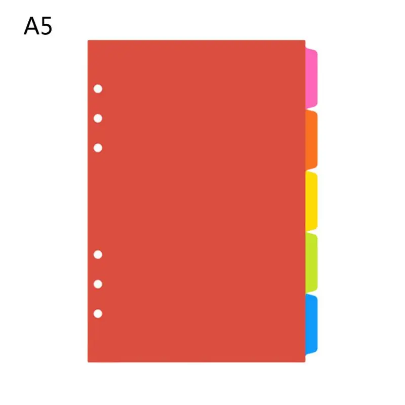 1Set Loose Leaf Binder Index Separator PP Colorful 6 Hole Page Dividers notebook binder divider