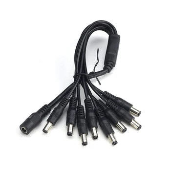 

8 Way Power Splitter Cable for Security System DC 1 Female to 8 Male 2.1mm Jack 5.5mm Plug 12V 24V Socket for Monitor Effects